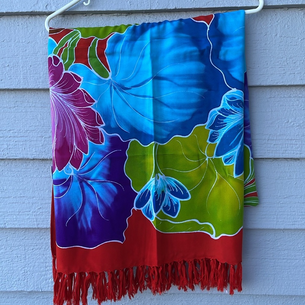 BUSTER  'N' BOGI Tropical Floral Swim Wrap Coverup Sarong EUC